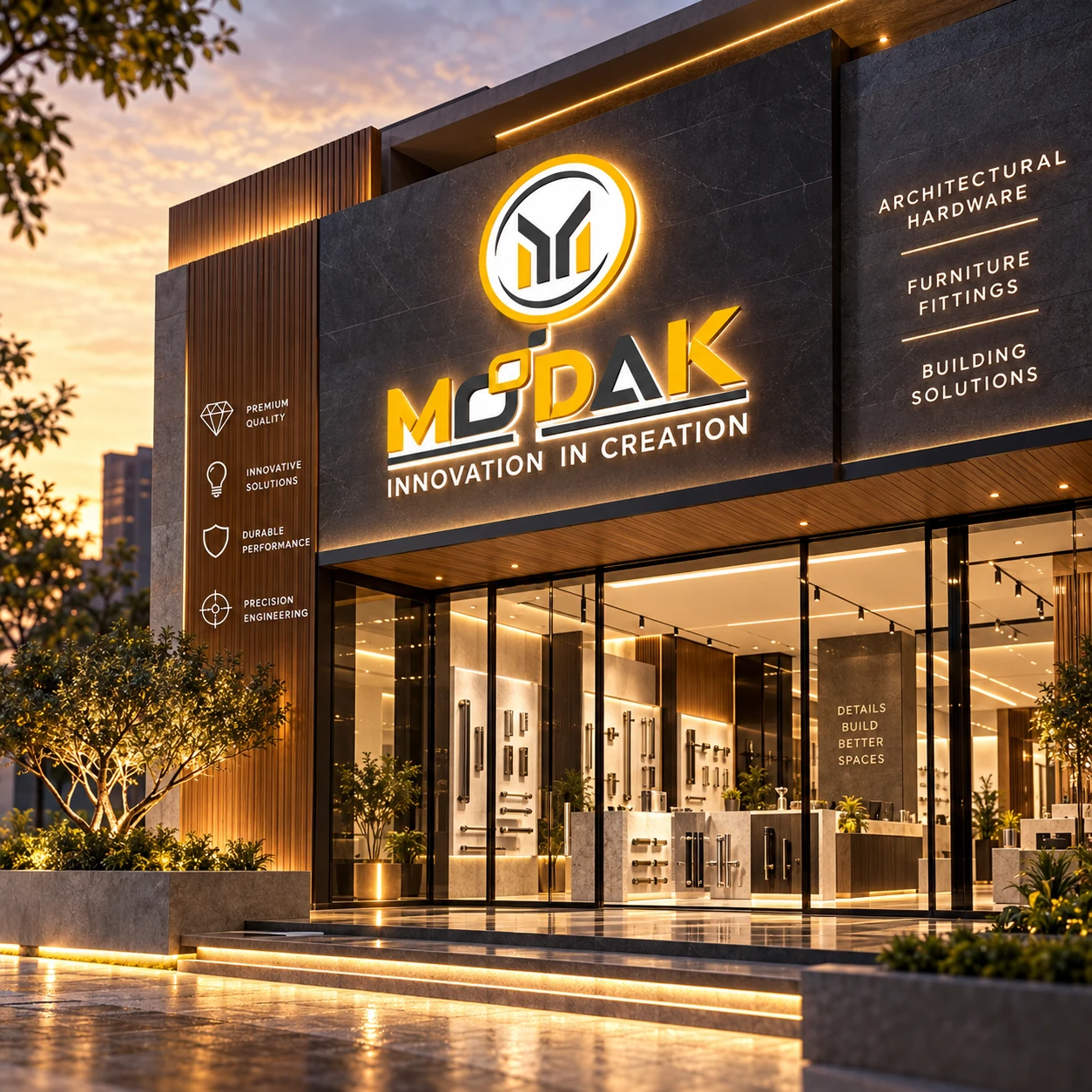 MODAK — Showroom exterior branding concept